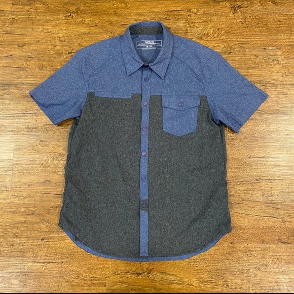 Sombrio Colorblock Blue Performance Riding Cycling Button Up Shore Shirt Men's S - Picture 2 of 10